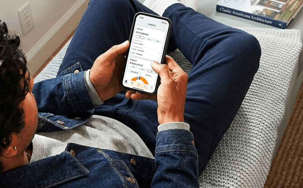 Person using budgeting app on phone